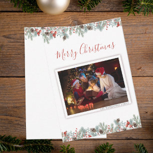 Modern Merry Christmas Family Photo Rustic Holiday Card