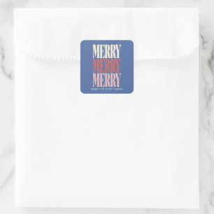 Modern Merry Christmas Family Square Sticker