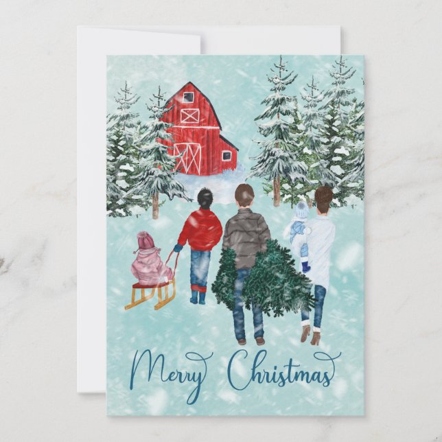 Modern Merry Christmas Family Winter Holiday Card (Front)