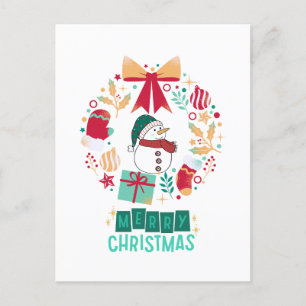 Modern Merry Christmas Floral Family Stylish Postcard