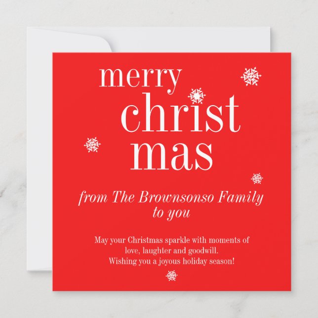 Modern Merry Christmas from family to you Holiday Card (Front)