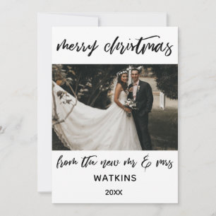 Modern Merry Christmas from New Mr & Mrs Photo Holiday Card