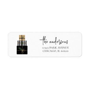 Modern Merry Christmas Gift Holiday Return Address