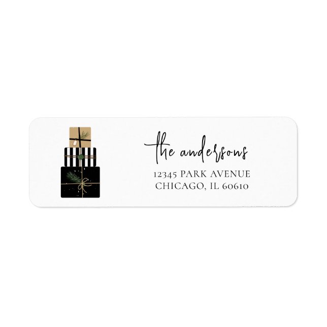 Modern Merry Christmas Gift Holiday Return Address (Front)
