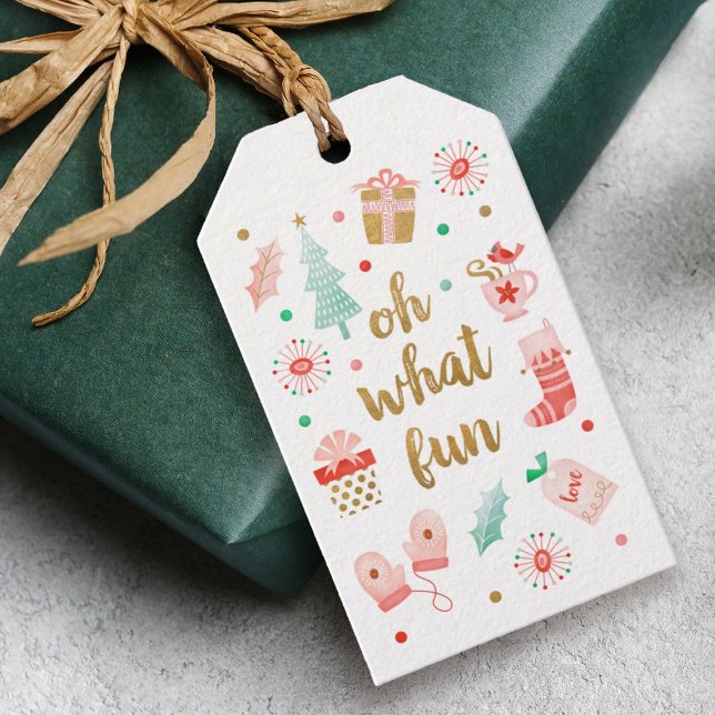 Modern Merry Christmas Gift Tag (Festive Christmas holiday gift tags with the words, "oh What Fun!")