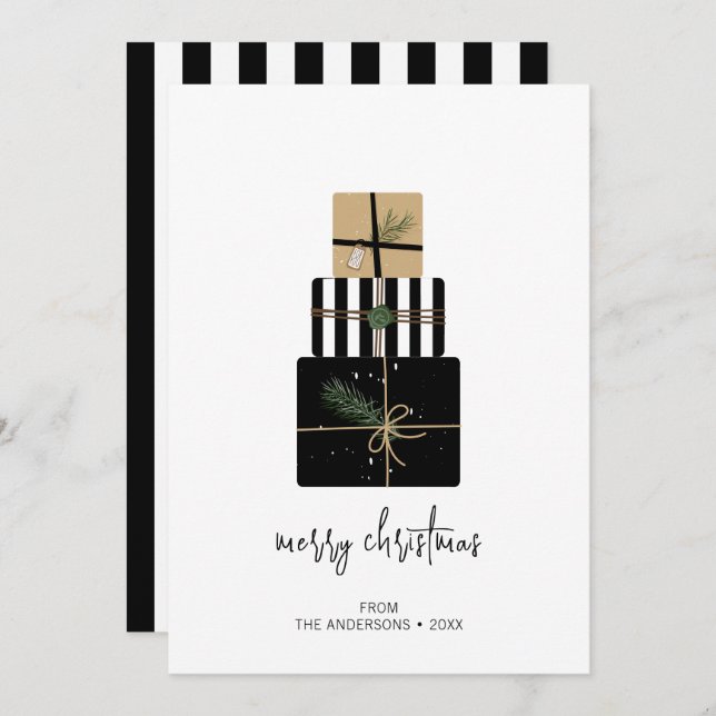 Modern Merry Christmas Gifts Holiday Card (Front/Back)