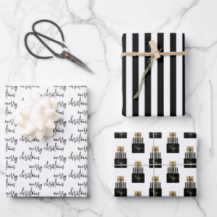 Modern Merry Christmas Gifts Holiday Wrapping Paper Sheet