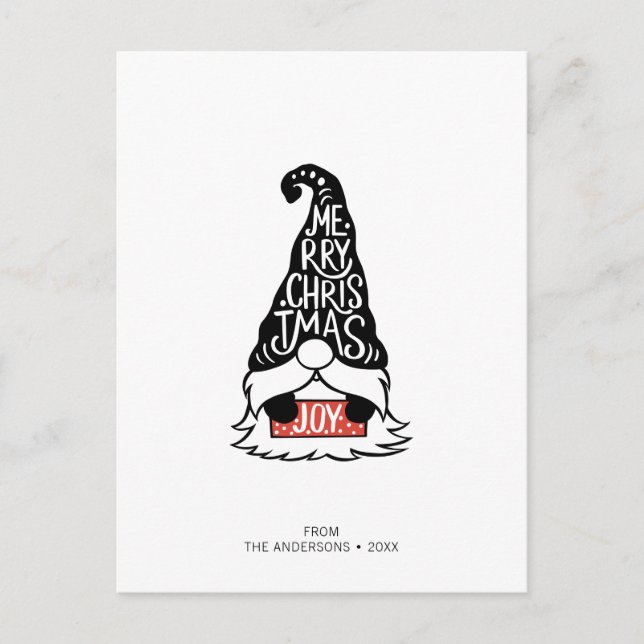 Modern Merry Christmas Gnome Holiday Postcard (Front)