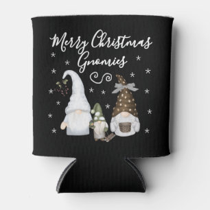Modern Merry Christmas Gnomies Festive Gnomes Can Cooler