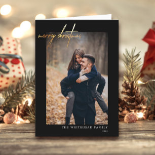 Modern Merry Christmas Gold Black Card