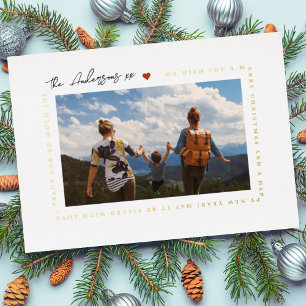 MODERN MERRY CHRISTMAS GREETING HEART LOVE PHOTO FOIL HOLIDAY CARD