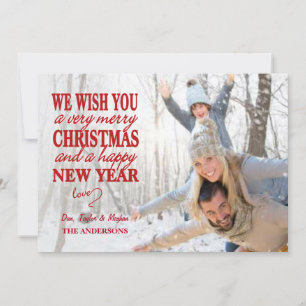 Modern Merry Christmas Hand Lettered Full Photo Holiday Card