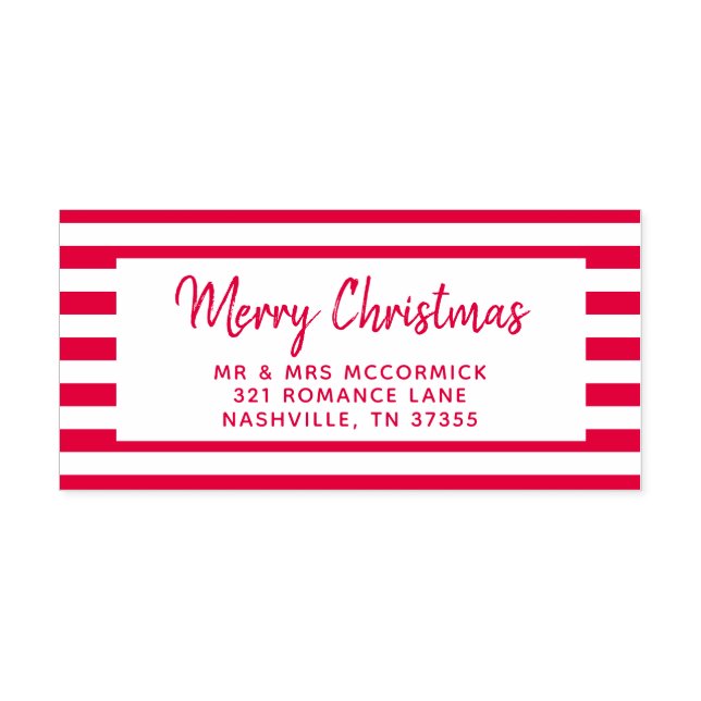 Modern Merry Christmas Hand Lettered Script Name Self-inking Stamp (Design)
