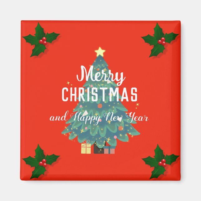 Modern merry christmas & happy new year holiday   magnet (Front)