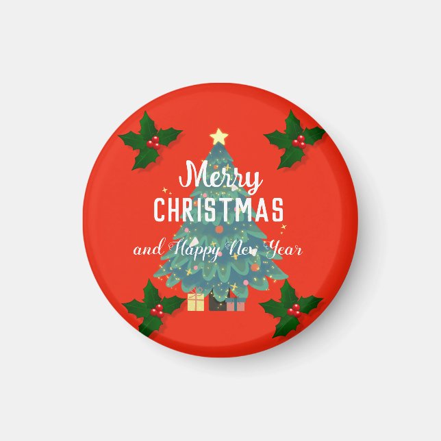 Modern merry christmas & happy new year holiday  magnet (Front)