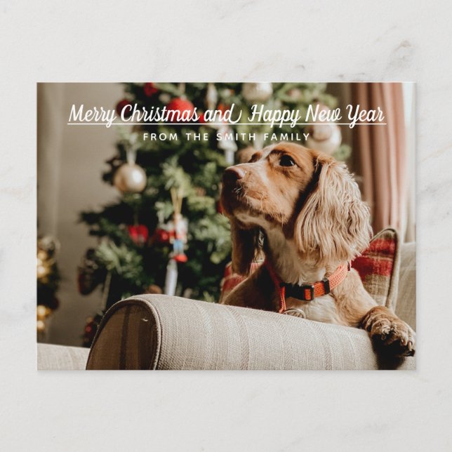 Modern Merry Christmas & Happy New Year Photo Card (Front)