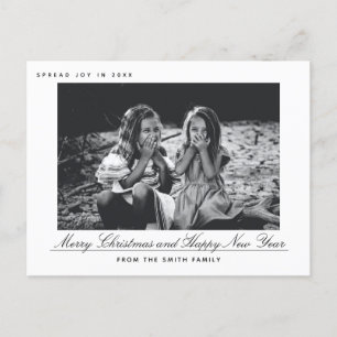 Modern Merry Christmas & Happy New Year Photo Card
