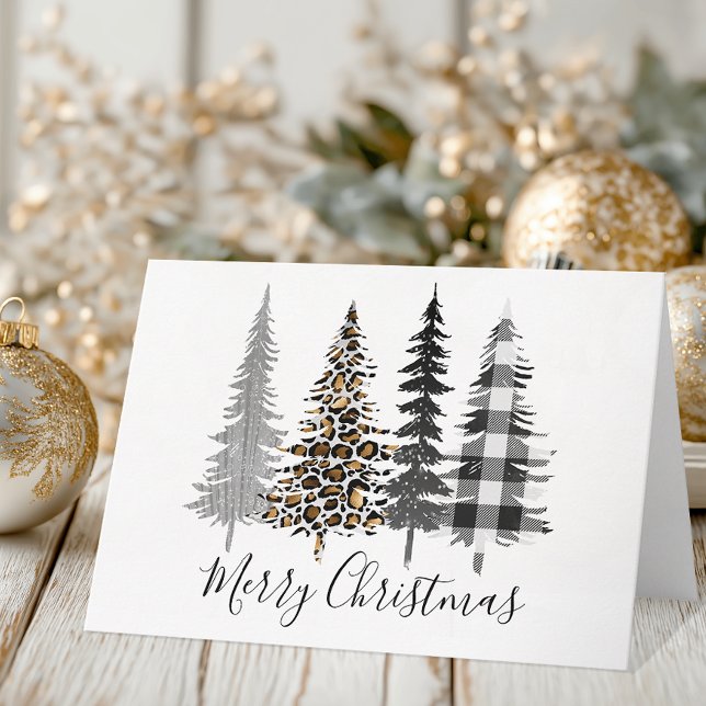 Modern Merry Christmas Holiday Card (Chic Christmas Tree Card)
