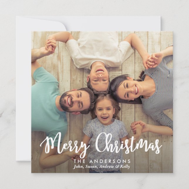 Modern Merry Christmas | Holiday Family Photo Card (Front)