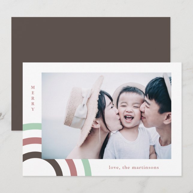Modern Merry Christmas Holiday Mint Photo (Front/Back)