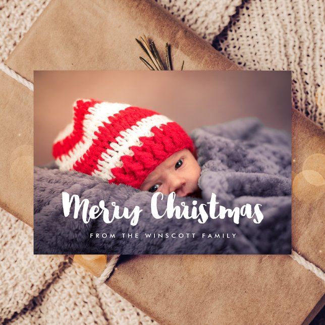 Modern Merry Christmas holiday photo Postcard (Creator Uploaded)