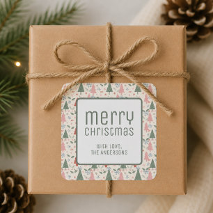 Modern Merry Christmas Holiday Square Sticker