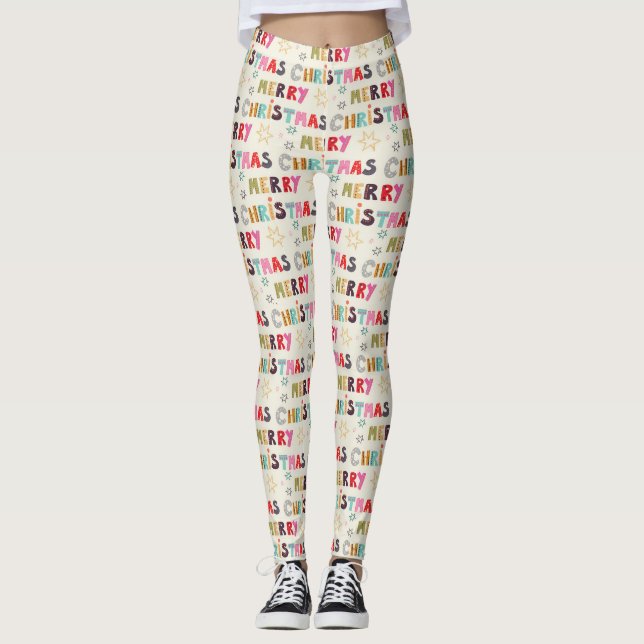 Modern Merry Christmas Leggings (Front)