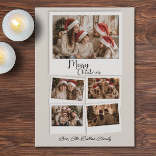 Modern Merry Christmas Multi Photo Collage Holiday Card
