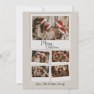 Modern Merry Christmas Multi Photo Tree Holiday Card