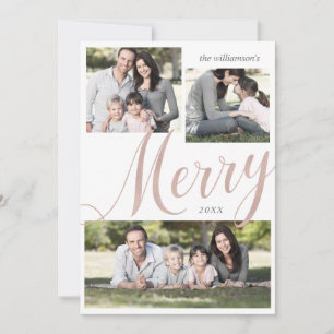 Modern Merry Christmas Multiple Photo Holiday Card