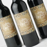 Modern Merry Christmas on Gold Leopard Wine Label<br><div class="desc">Elegant Merry Christmas typography in chic white lettering on a splash of faux gold foil,  these wine bottle labels feature a wild leopard background with modern gold squiggles and dots pattern overlay. Personalised with your name. MATCHING paper plates,  napkins and MORE designs in our store.</div>