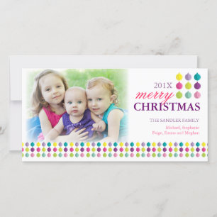 Modern Merry Christmas Ornament Colourful Photo Holiday Card