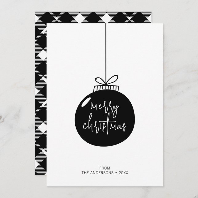 Modern Merry Christmas Ornament Holiday Card (Front/Back)