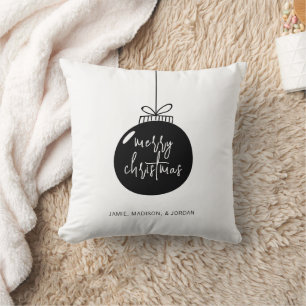 Modern Merry Christmas Ornament Holiday Cushion