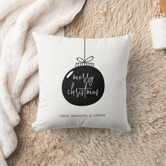 Modern Merry Christmas Ornament Holiday Cushion (Blanket)