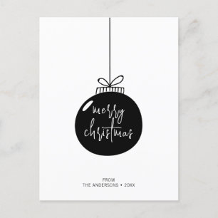 Modern Merry Christmas Ornament Holiday Postcard