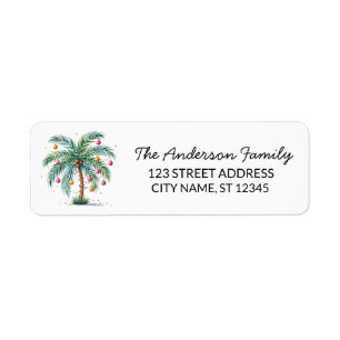 Modern Merry Christmas Palm Tree Return Address