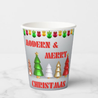 Modern Merry Christmas Paper Cups - Holiday Design