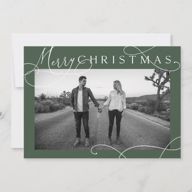 Modern Merry Christmas Photo Card (Front)