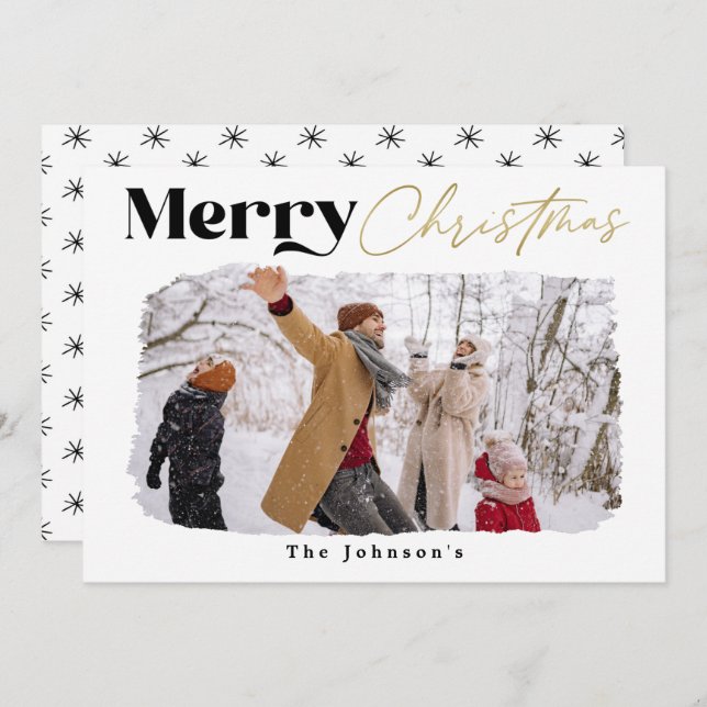 Modern Merry Christmas Photo Christmas Card (Front/Back)