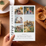 Modern Merry Christmas Photo Collage Holiday Card<br><div class="desc">Merry Christmas ! Send your warm wishes to friends and family this holiday season with a customisable photo collage Christmas card featuring simple modern typography. Personalise by adding your custom photos,  names,  year and other details. This minimal Christmas card is available in other colours and cardstock.</div>