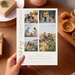 Modern Merry Christmas Photo Collage Holiday Card<br><div class="desc">Merry Christmas ! Send your warm wishes to friends and family this holiday season with a customisable photo collage Christmas card featuring simple modern typography. Personalise by adding your custom photos,  names,  year and other details. This minimal Christmas card is available in other colours and cardstock.</div>