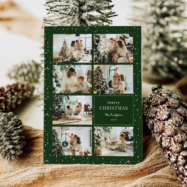 Modern Merry Christmas Photo Collage  Holiday Card (Creator Uploaded)
