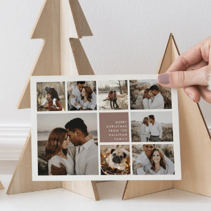 Modern Merry   Christmas Photo Collage Holiday Card