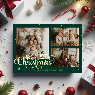 Modern Merry Christmas Photo Greeting Foil Holiday