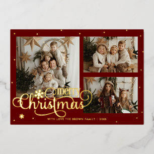 Modern Merry Christmas Photo Greeting Foil Holiday