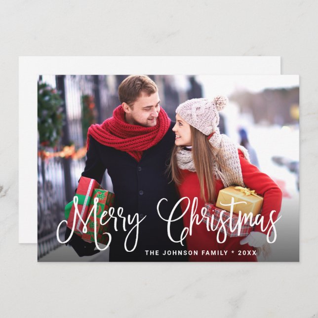 Modern Merry Christmas PHOTO Greeting Holiday Card (Front/Back)