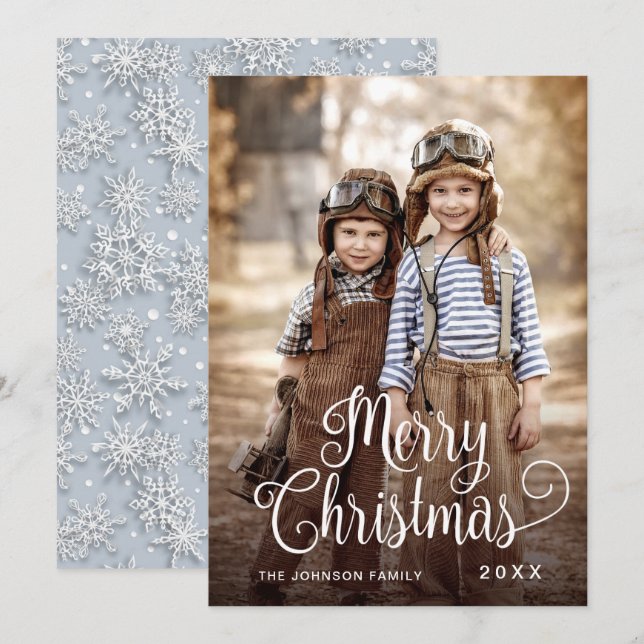 Modern Merry Christmas PHOTO Greeting Holiday Card (Front/Back)