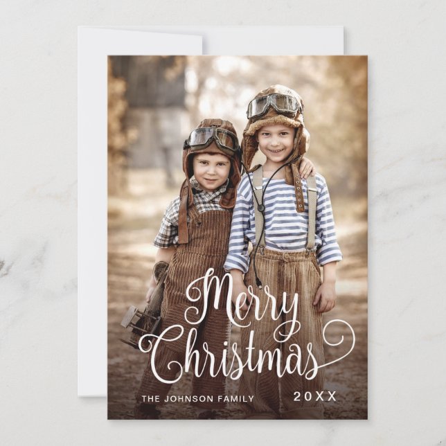 Modern Merry Christmas PHOTO Greeting Holiday Card (Front)