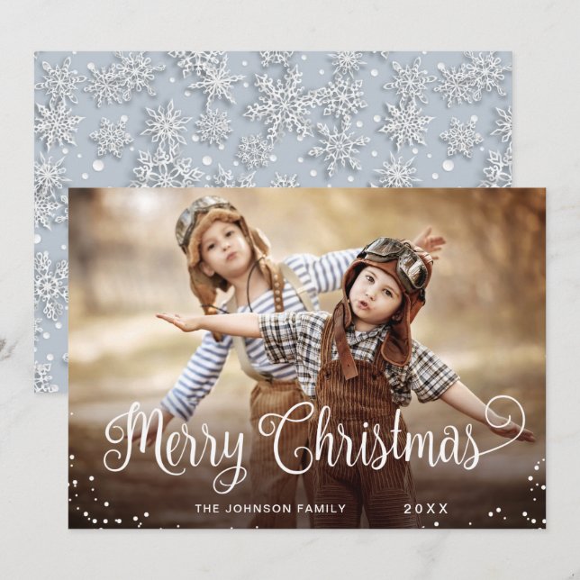 Modern Merry Christmas PHOTO Greeting Holiday Card (Front/Back)